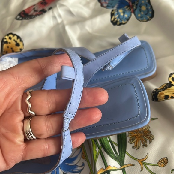 Light Blue AZUL SANTA LOLLA SQUARE TOE LEATHER BALLET FLATS - Picture 7 of 8